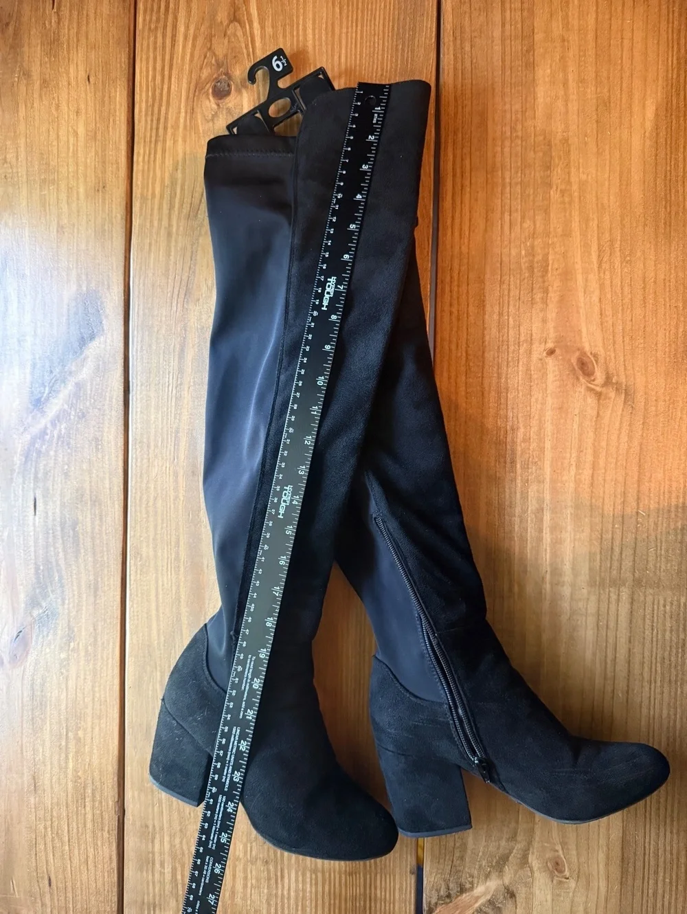 Black Over-the-Knee Block Heel Boots Size 6.5